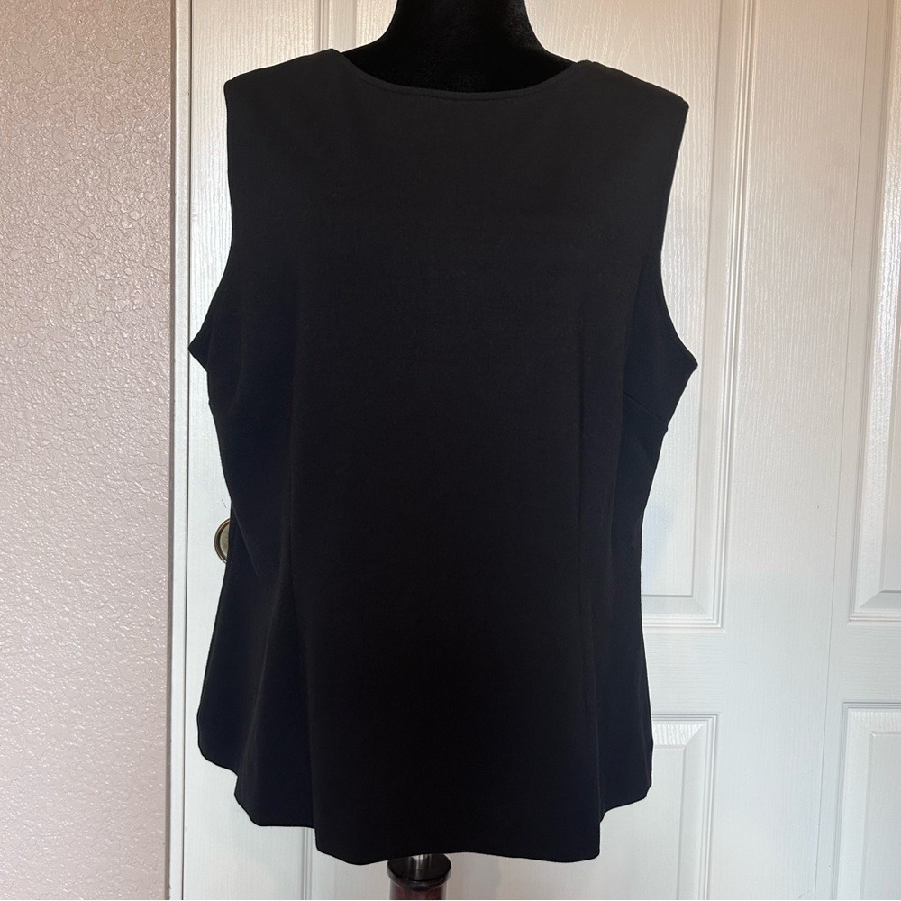 Vintage Hal Rubinstein‎ Black Sleeveless Shell Blouse Top Size XL